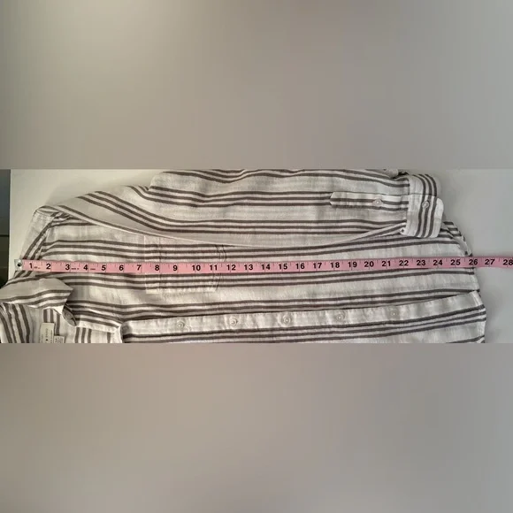 Lucky Brand Women’s Size S Beige and Brown Striped Blouse - Picture 4 of 7